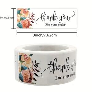 Floral Thank You Stickers Roll